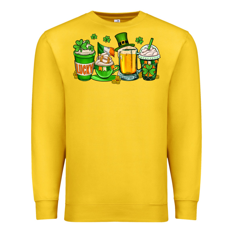 St. Patrick's Day Coffee Cups Premium Sweatshirt by OliviaCreatesArt | Teevron