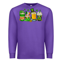 Purple St. Patrick's Day coffee cups Premium Sweatshirt - OliviaCreatesArt