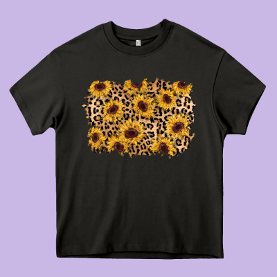 Sunflower Leopard Background Heavy Core Tee Designed By Adodesignshop