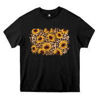 Black sunflower leopard background Heavy Core Tee - AdoDesignShop