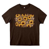Chocolate Brown sunflower leopard background Heavy Core Tee - AdoDesignShop