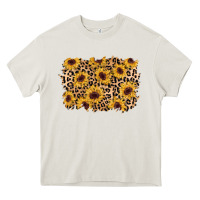 Cream sunflower leopard background Heavy Core Tee - AdoDesignShop