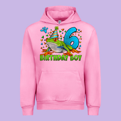 Birthday Boy Frog Age 6 Urban Hoodie Designed By Lillyallendesigns
