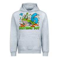 Heather Grey birthday boy frog age 6 Urban Hoodie - LillyAllenDesigns