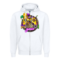 White mardi gras gamer Zipper Hoodie - CowGirlArtShop