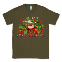 Army Green merry christmas reindeer Classic Tee - MaliasSmallBusiness