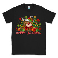 Black merry christmas reindeer Classic Tee - MaliasSmallBusiness