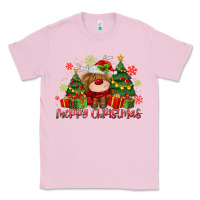 Bubblegum Pink merry christmas reindeer Classic Tee - MaliasSmallBusiness