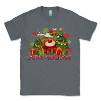 Charcoal Heather merry christmas reindeer Classic Tee - MaliasSmallBusiness
