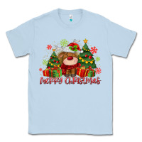 Dusty Blue merry christmas reindeer Classic Tee - MaliasSmallBusiness