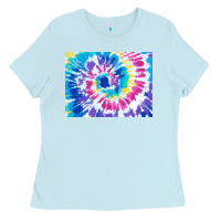 Baby Blue tie dye background colourful leopard 2 3200x2400 Ladies Tee - AdoDesignShop