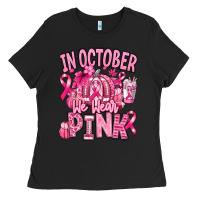 In October We Wear Pink American Football Ladies Tee | Teevron