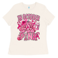 Bone in october we wear pink american football Ladies Tee - RanaPortraitStore