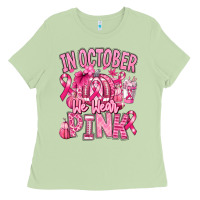 Matcha in october we wear pink american football Ladies Tee - RanaPortraitStore