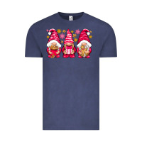 Vintage Denim Pink Christmas gnomes Vintage Tee - NancyCooperArtShop
