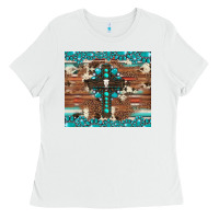 Gemstone And Cross With Cowhide Ladies Tee | Teevron