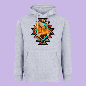 Aztec Symbol White Horse Heavyweight Hoodie Designed By Fadigitalartstudio