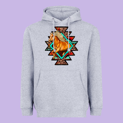 Aztec Symbol White Horse Heavyweight Hoodie Designed By Fadigitalartstudio