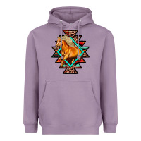 Lavender Aztec Symbol White Horse Heavyweight Hoodie - FaDigitalArtStudio