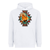 White Aztec Symbol White Horse Heavyweight Hoodie - FaDigitalArtStudio