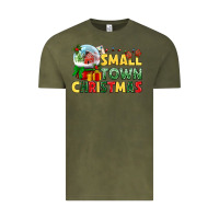 Vintage Olive Small town Christmas Vintage Tee - NancyCooperArtShop