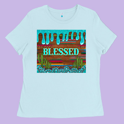 Blessed Annd Cactus With Gemstone Tumbler Ladies Tee Designed By Artiststas