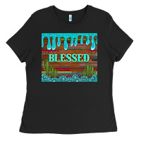 Black blessed annd cactus with gemstone tumbler Ladies Tee - Artiststas