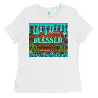 White blessed annd cactus with gemstone tumbler Ladies Tee - Artiststas
