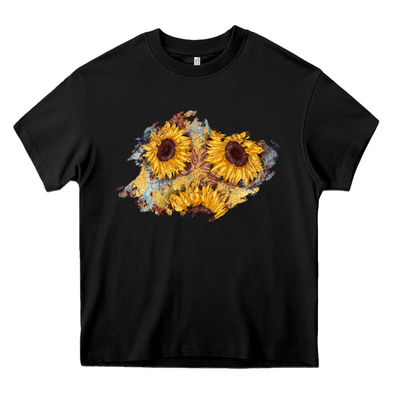 Sunflower Glitter Leather Patch Heavy Core Tee by AdoDesignShop | Teevron