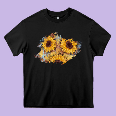 Sunflower Glitter Leather Patch Heavy Core Tee Designed By Adodesignshop