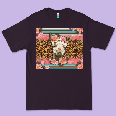 Llama And Roses Glitter Premium Tee Designed By Lillyallendesigns