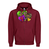 Burgundy mardi gras hearts cg (1) Zipper Hoodie - CowGirlArtShop