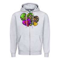Heather Grey mardi gras hearts cg (1) Zipper Hoodie - CowGirlArtShop