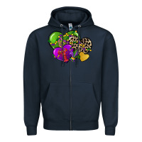 Navy mardi gras hearts cg (1) Zipper Hoodie - CowGirlArtShop