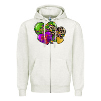 Oatmeal Heather mardi gras hearts cg (1) Zipper Hoodie - CowGirlArtShop