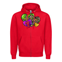 Red mardi gras hearts cg (1) Zipper Hoodie - CowGirlArtShop
