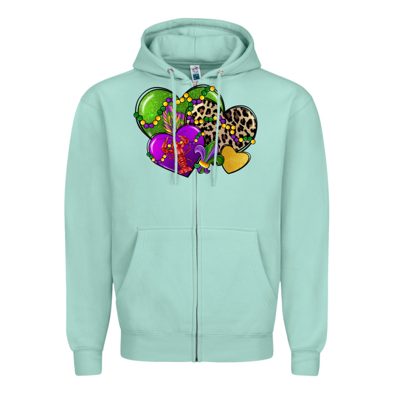 Mardi Gras Hearts Cg (1) Zipper Hoodie by CowGirlArtShop | Teevron
