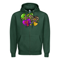 Sports Green mardi gras hearts cg (1) Zipper Hoodie - CowGirlArtShop
