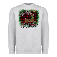 Heather Grey Merry Christmas Deer Heavyweight Sweatshirt - Bettercallsaul