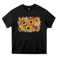 Black sunflower glitter leather background Heavy Core Tee - AdoDesignShop