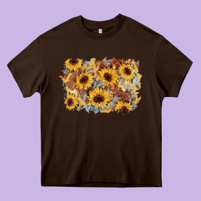 Sunflower Glitter Leather Background Heavy Core Tee Designed By Adodesignshop