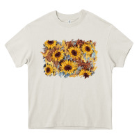 Cream sunflower glitter leather background Heavy Core Tee - AdoDesignShop