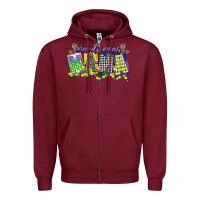 Burgundy mardi gras mama Zipper Hoodie - CowGirlArtShop