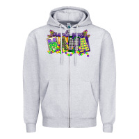 Heather Grey mardi gras mama Zipper Hoodie - CowGirlArtShop