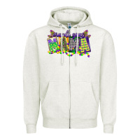 Oatmeal Heather mardi gras mama Zipper Hoodie - CowGirlArtShop