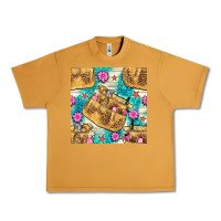 Peanut Butter hairdresser apron and flowers with turquoise glitter seamless pattern  Urban Heavy Tee - BundleAndBundleShop