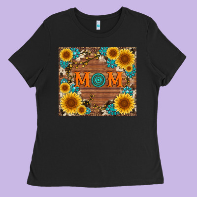 Sunflower Gemstone And Mom With Cowhide Ladies Tee Designed By Artiststas