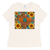 Bone sunflower gemstone and mom with cowhide Ladies Tee - Artiststas