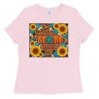 Bubblegum Pink sunflower gemstone and mom with cowhide Ladies Tee - Artiststas