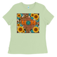 Matcha sunflower gemstone and mom with cowhide Ladies Tee - Artiststas